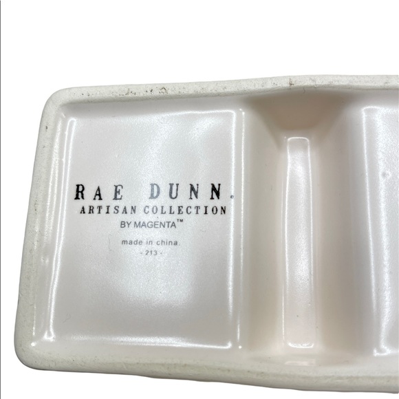 NWOT Rae Dunn Ceramic “STUFF” Organizer with Two Compartments - Picture 4 of 5